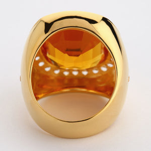 Huge Yellow Gold Mens Citrine Ring