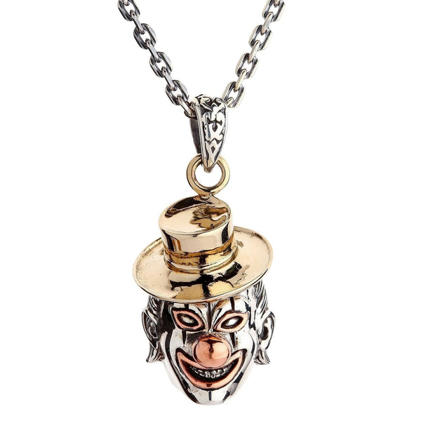 Sterling Silver Clown Pendant Necklace