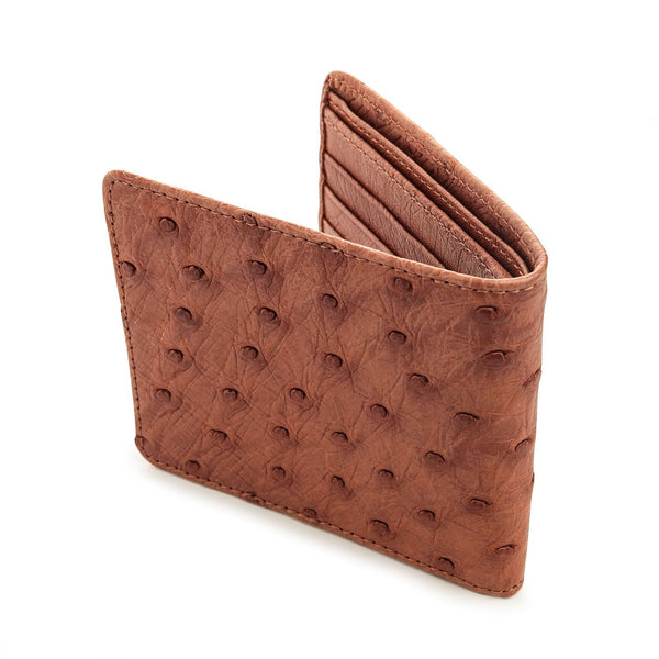 Кожаный кошелек на подкладке из коньячной кожи коричневого цвета из кожи страуса