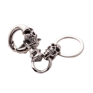Байкерский брелок Crazy Skull из стерлингового серебра с черепом