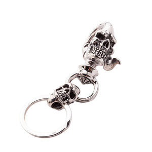 Байкерский брелок Crazy Skull из стерлингового серебра с черепом