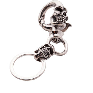 Байкерский брелок Crazy Skull из стерлингового серебра с черепом