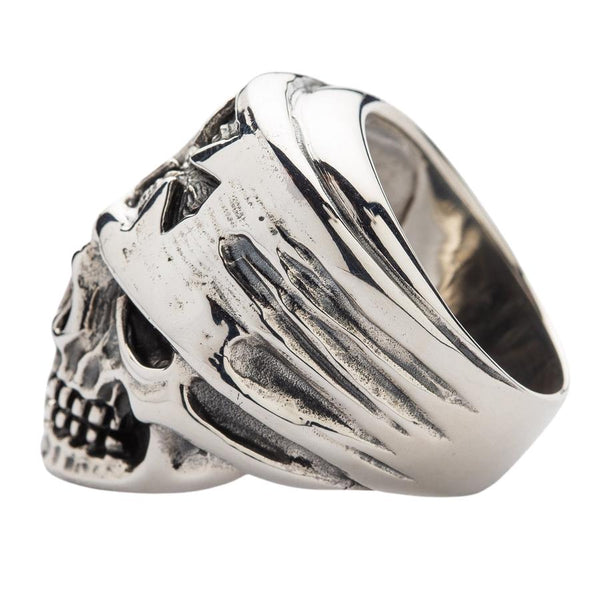 Байкерское кольцо-бандана из стерлингового серебра с черепом