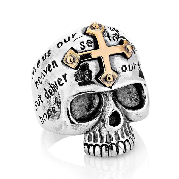 925 Sterling Silver Cross Skull Ring