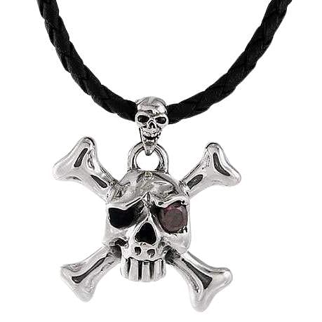 Sterling Silver Crossbone Skull Pendant Necklace