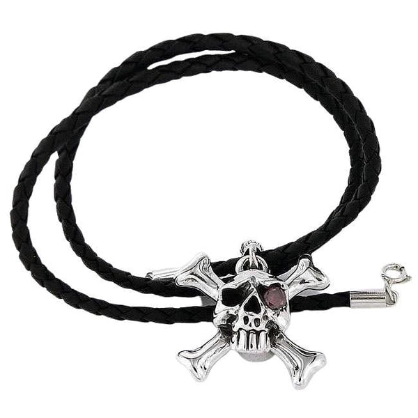 Halskette mit Totenkopf-Anhänger aus Sterlingsilber mit gekreuzten Knochen