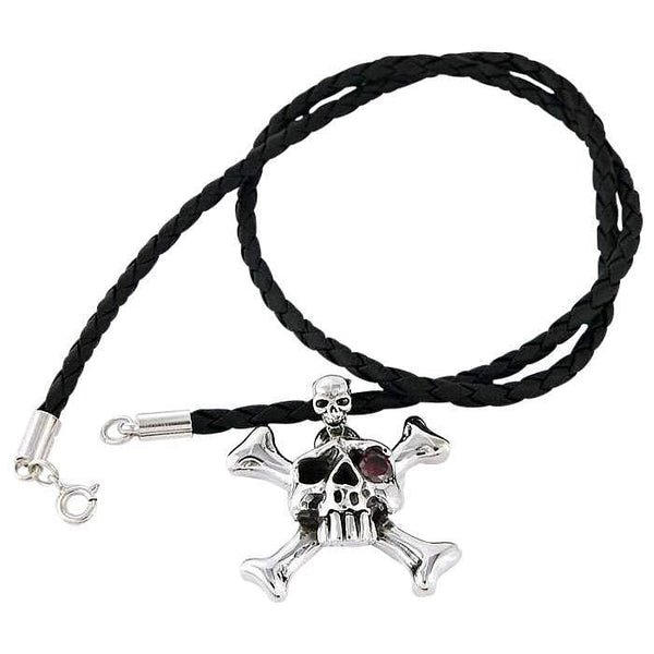 Sterling Silver Crossbone Skull Pendant halsband