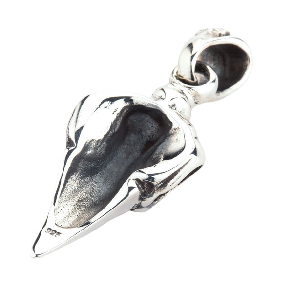 Crow Skull Pendant Sterling Silver