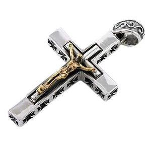 Colgante de plata esterlina con cruz de Jesús y crucifijo para hombre