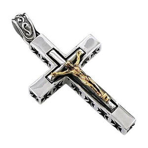 Colgante de plata esterlina con cruz de Jesús y crucifijo para hombre