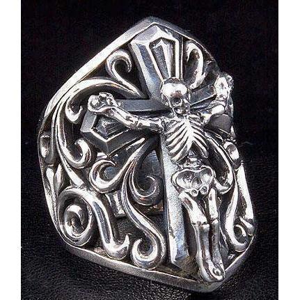 Sterling Silver Krucifix Skull Gothic Ring