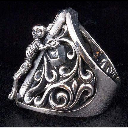 Sterling Silber Kruzifix Totenkopf Gothic Ring