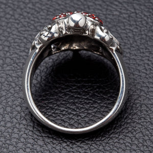 Garnet Heart Dagger Sterling Silver Ring — rear view of ring band and dagger