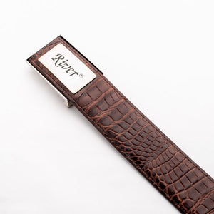 Cinturón de estómago de cocodrilo de cocodrilo marrón oscuro