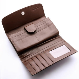 Cartera para mujer de piel de espinazo de cocodrilo genuino marrón oscuro