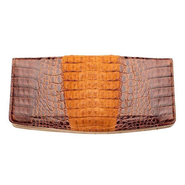 Dark Brown Twotone Crocodile Long Wallet