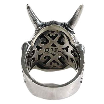 Sterling Silver Oni Mask Demon Ring