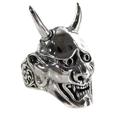Sterling Silver Oni Mask Demon Ring