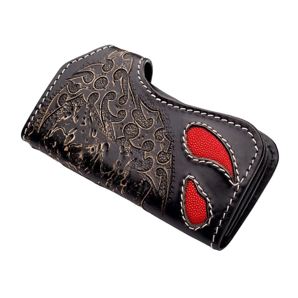 Байкерский кошелек Red Demon Stingray Leather Carved