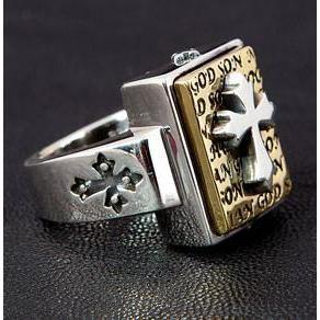 Мужские кольца из стерлингового серебра с золотым крестом