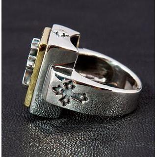 Мужские кольца из стерлингового серебра с золотым крестом