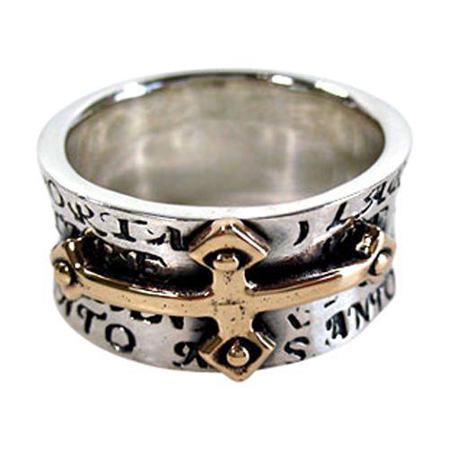 Sterling Silver Designer Gold Cross Ring