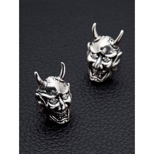Boucles d'oreilles en argent sterling Skull Devil Oni Mask
