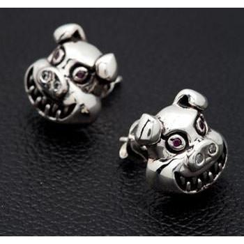 Silver Evil Devil Pig Earrings