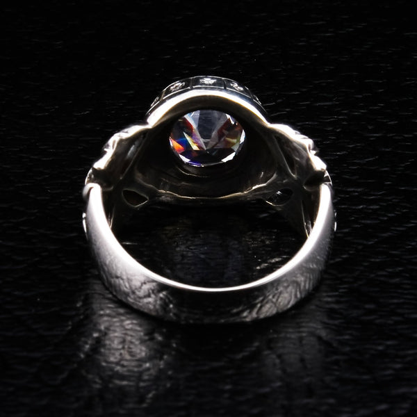 Cross-Biker-Ring mit Diamanten aus Silber