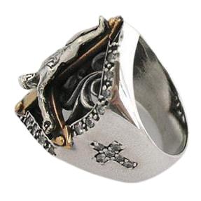 Мужское кольцо с крестиком из стерлингового серебра с бриллиантом Иисус