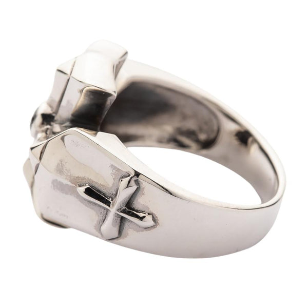 Diamond Cross Silver Mens Ring