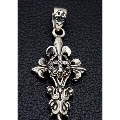 Diamond Gothic Silver Cross Pendant