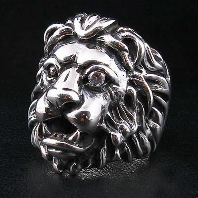 925 Sterling Silver Diamond Lion Head Ring
