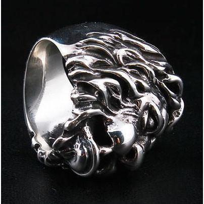 925 Sterling Silver Diamond Lion Head Ring