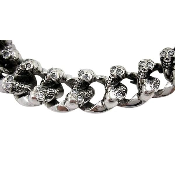 Sterling Silver Diamond Skull Bracelet
