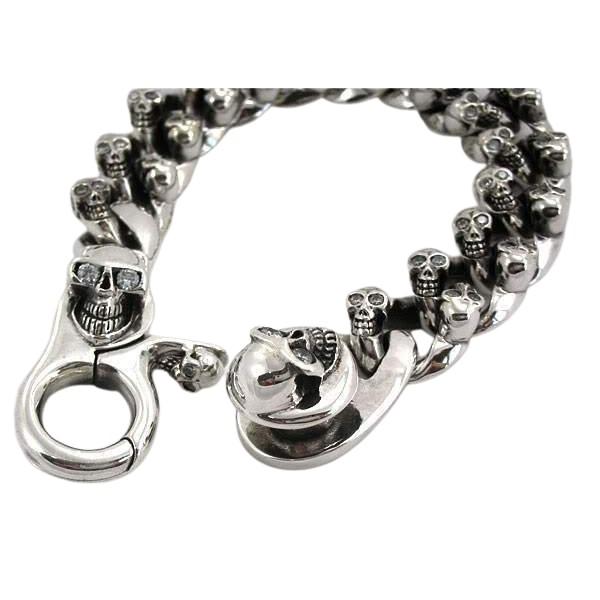 Sterling Silver Diamond Skull Bracelet