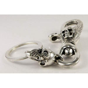 Llavero con calavera de ojos de diamante de plata esterlina