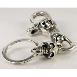 Llavero con calavera de ojos de diamante de plata esterlina