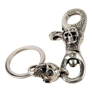Llavero con calavera de ojos de diamante de plata esterlina