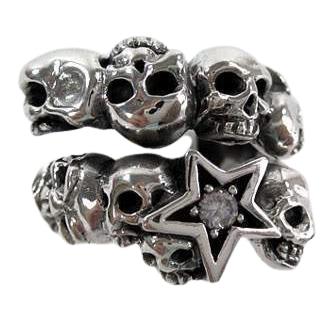 Diamond Star Rock Skull Ring