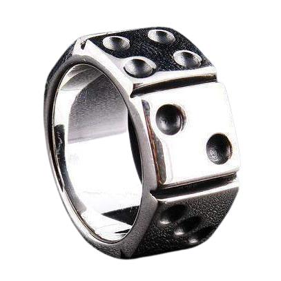 Sterling Silver Dice Band Men's Ring