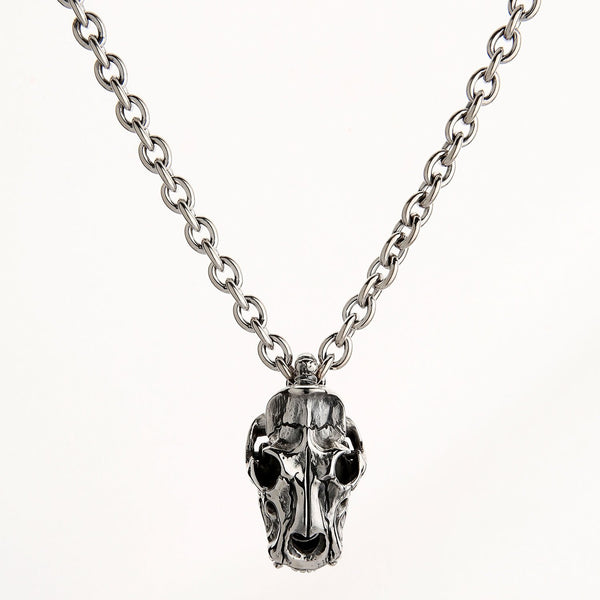 Ожерелье с подвеской в виде черепа динозавра из стерлингового серебра
