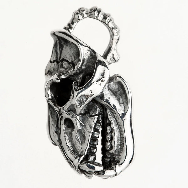 Sterling Silver Dinosaur Skull Pendant Necklace