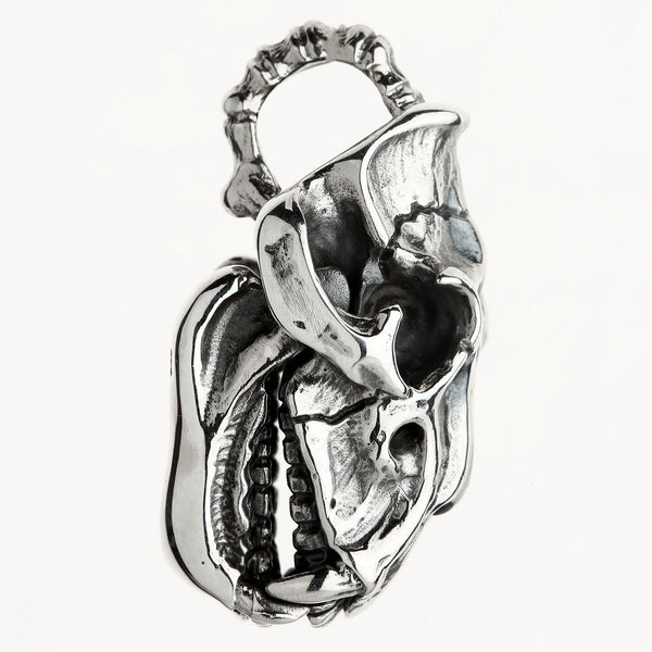 Sterling Silver Dinosaur Skull Pendant Necklace