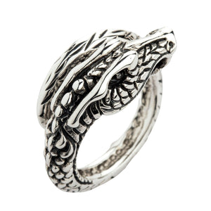 Sterling Silver Dragon Mens Band Ring
