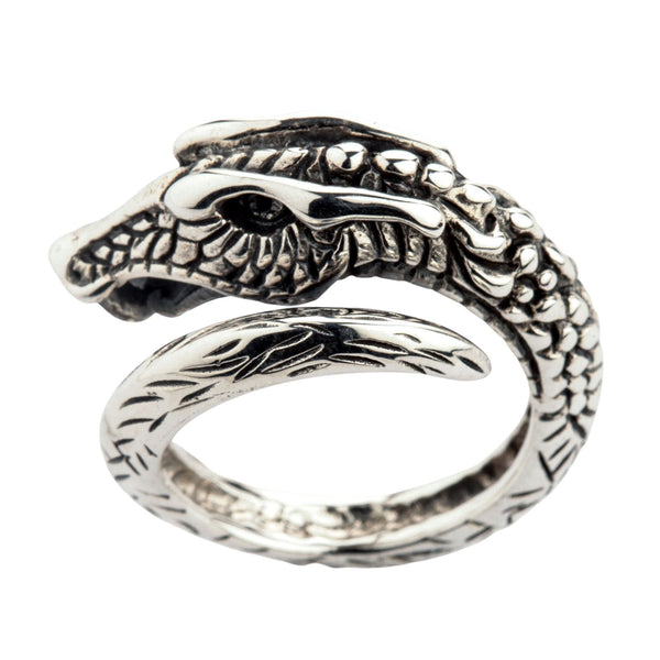 Серебряное мужское кольцо с драконом