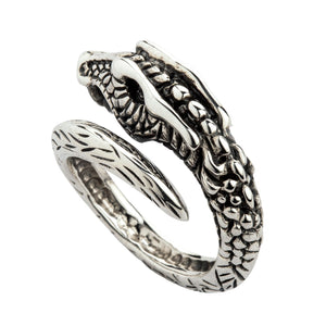 Sterling Silver Dragon Mens Band Ring