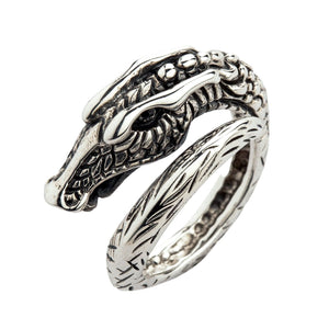 Sterling Silver Dragon Mens Band Ring