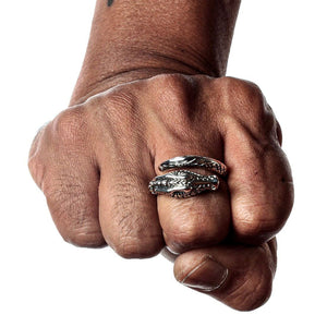 Sterling Silver Dragon Mens Band Ring