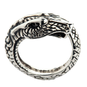 Sterling Silver Dragon Mens Band Ring